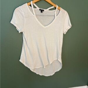 Express White Strappy Neck Tee Shirt | Size Small